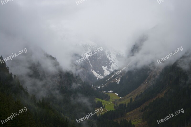 Clouds Fog Valley Mountains Hill