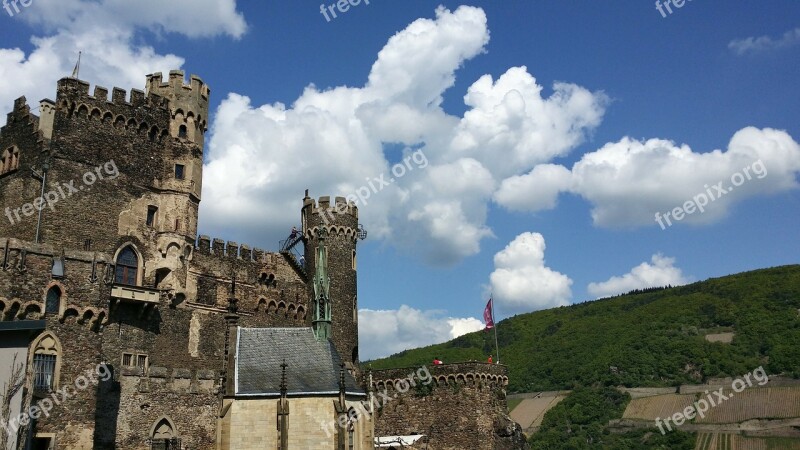 Castle Rhine Stone Wall Towers Middle Ages