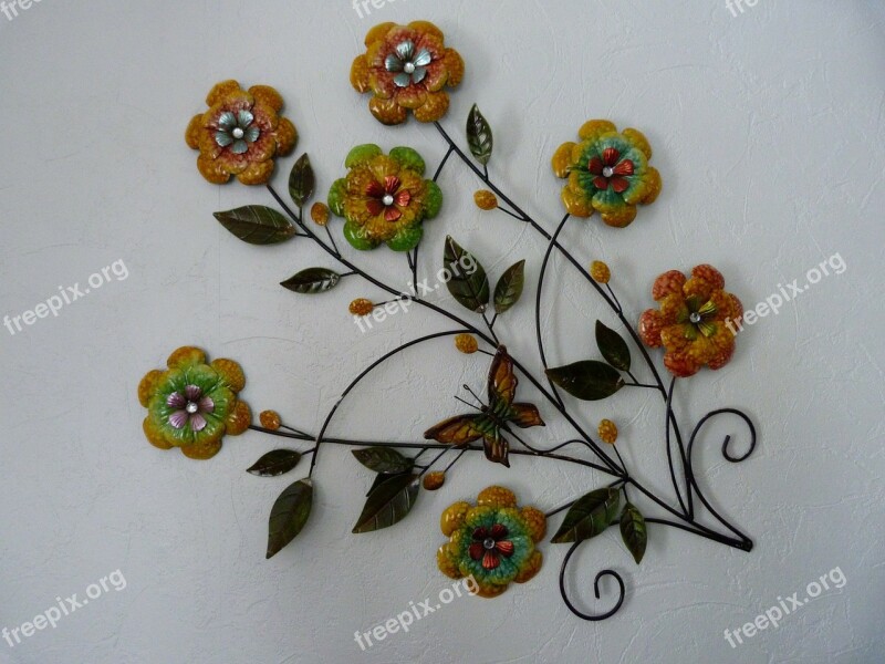 Interior Decorating Metal Flowers Colorful Iron