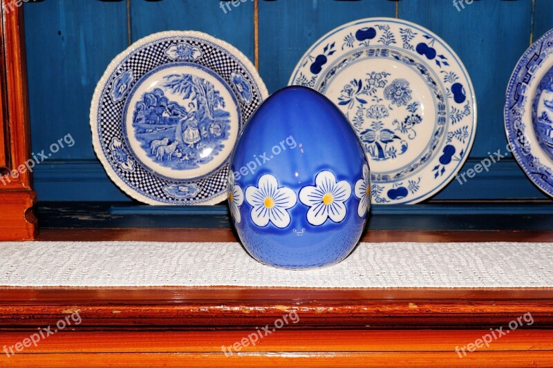 Display Case Antique Wood Plate Egg