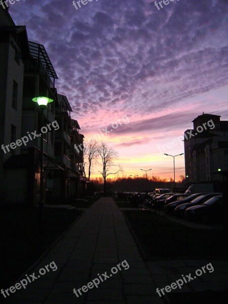 Sunrise Sky Clouds Colors Blocks