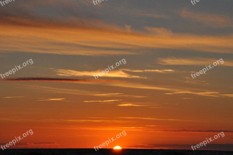 Sunset Sky Clouds The Sun Sea