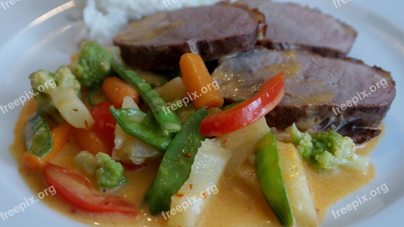 Duck Breast Thai Curry Vegetables Crispy Duck Duck