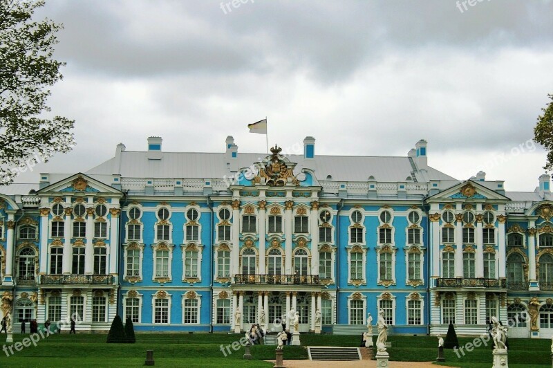 Tsarskoe Selo Estate St Petersburg Royal Palace White Blue