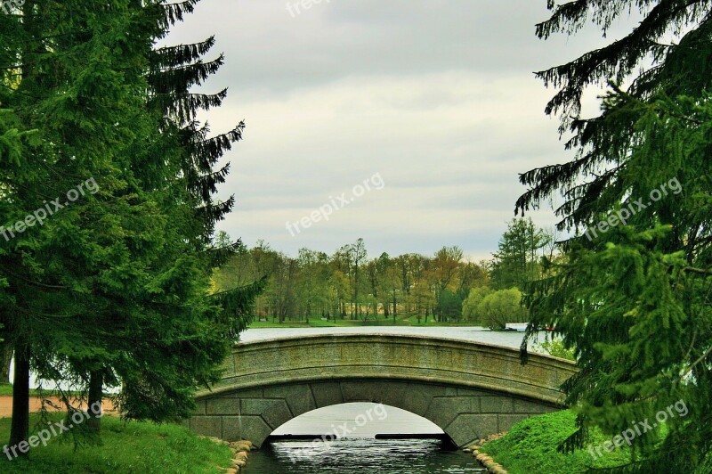 Tsarskoe Selo Estate St Petersburg Bridge Pond Canal