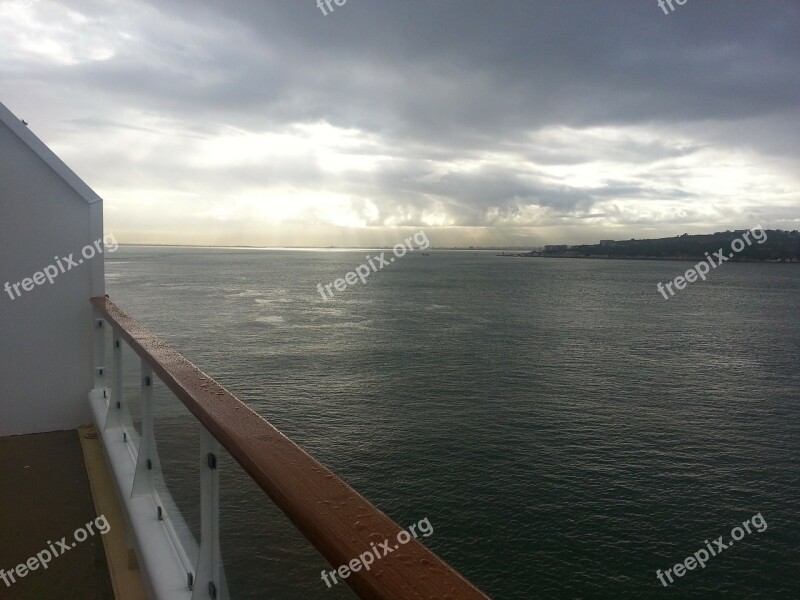 Sea Ship Cloudscape Cruise Ship On Lake