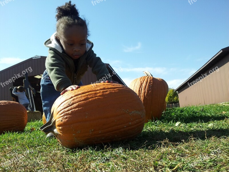 Fall Kid Child Pumpkin Autumn