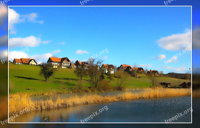 Village Landscape Nature Lake Water