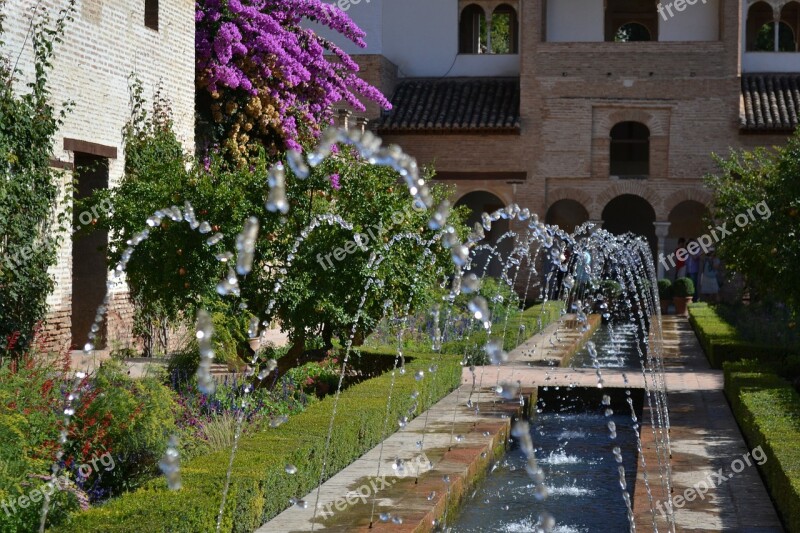 Fountain Alhambra Granada Garden Spain