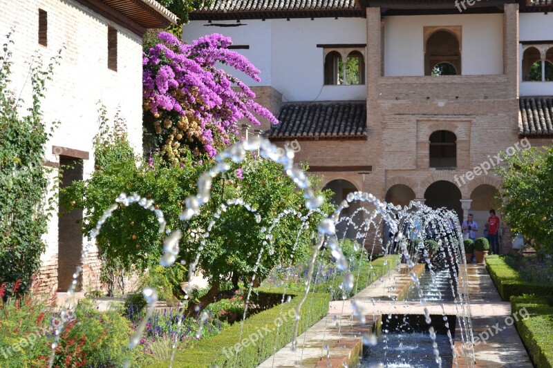 Fountain Alhambra Granada Garden Spain