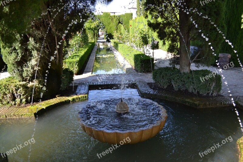 Fountain Alhambra Granada Garden Spain