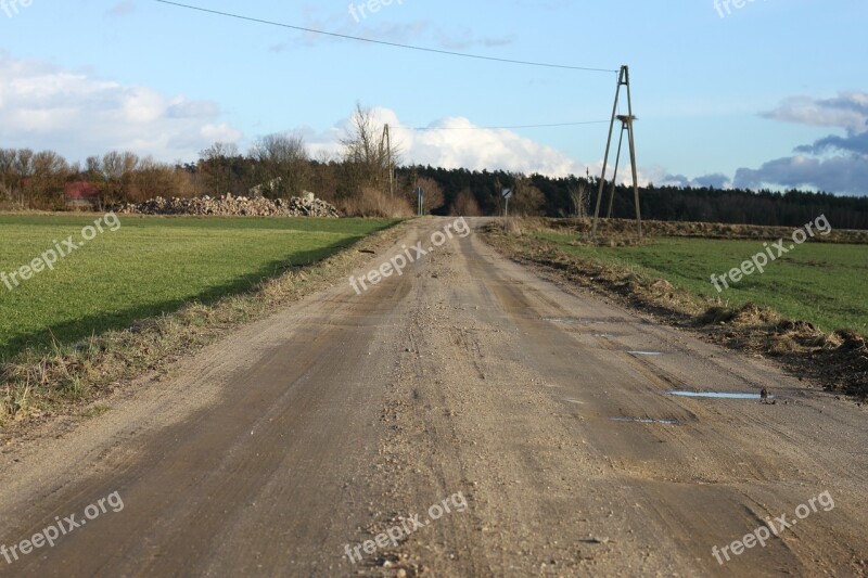 Rural Road Mazowsze Landscape View Poland Village