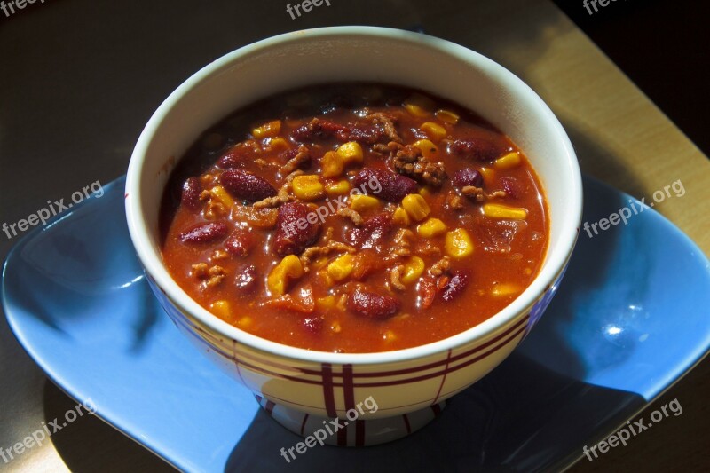 Chili Con Carne Bowl Plate Eat Nutrition