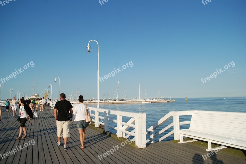 The Pier Sopot Beach The Baltic Sea Sea