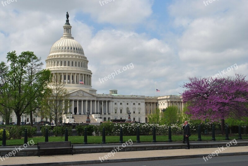 Us Capitol Building Architecture Clouds Washington Dc