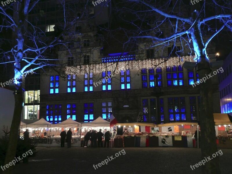 Christmas Market Bremen Blue Light Effects