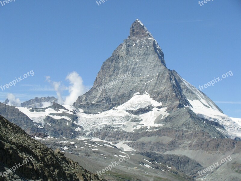 Matterhorn Switzerland Alps Mountains Clouds