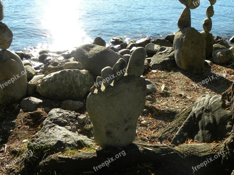 Stones Sculpture Zurich Lake Balance Meditation