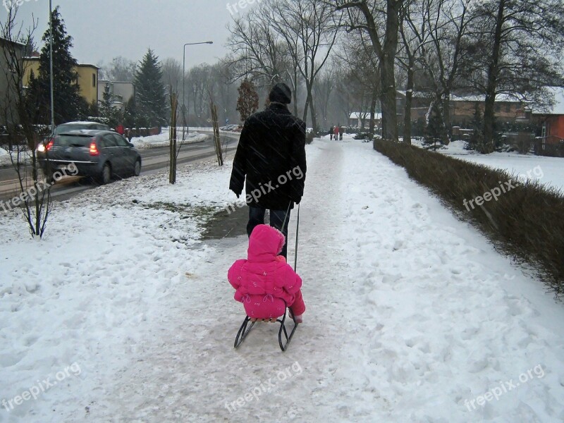 Winter Snow Sled Fun Free Photos