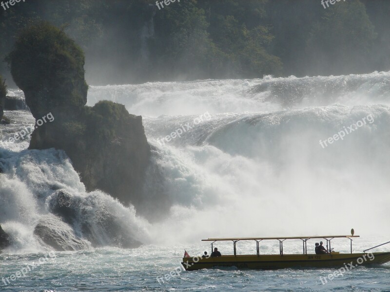 Switzerland Summer Water Waterfall Boat