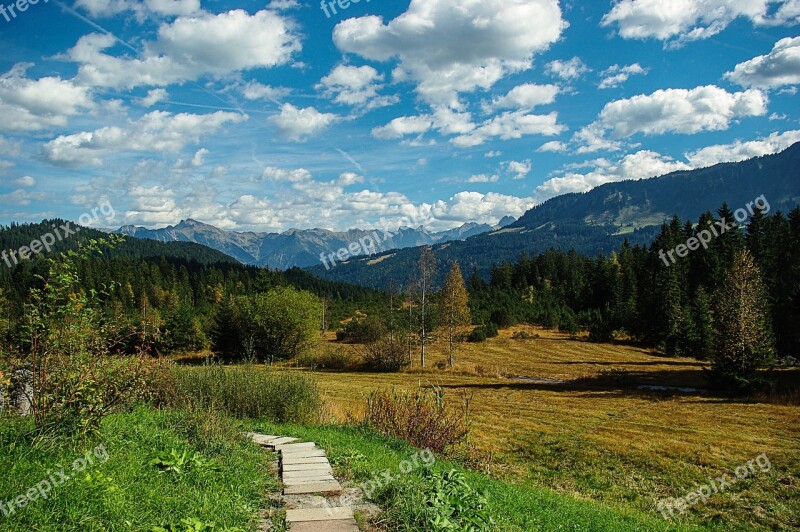 Landscape Riezlern Mountains Clouds Nature