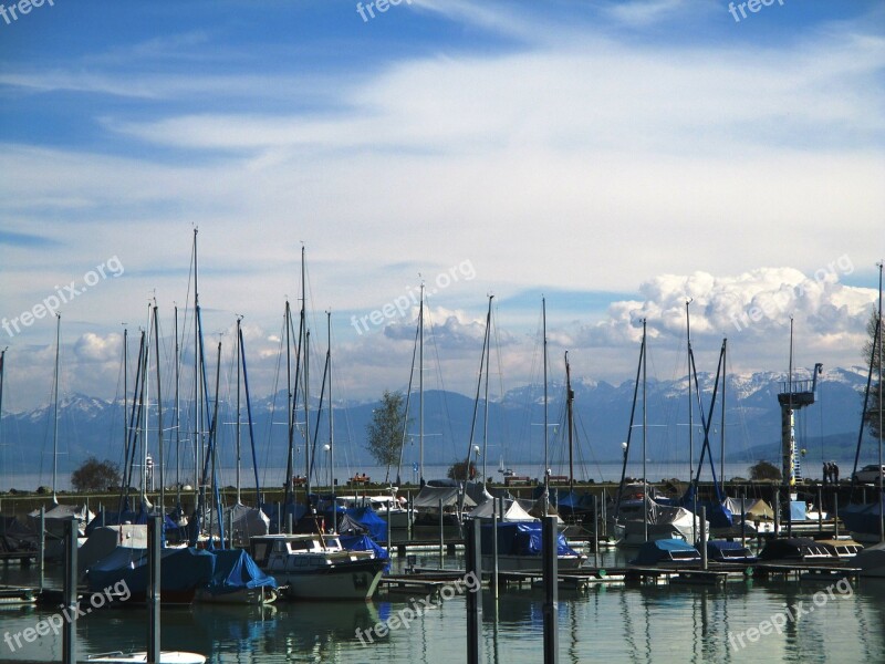 Boat Harbour Water Sky Clouds Mood