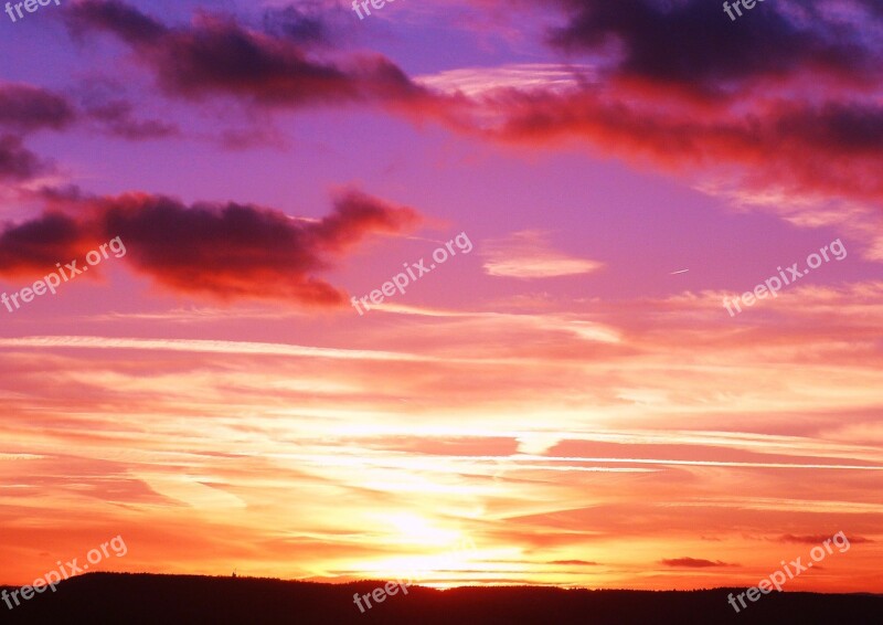 Sunset Afterglow Evening Sky Landscape Nature