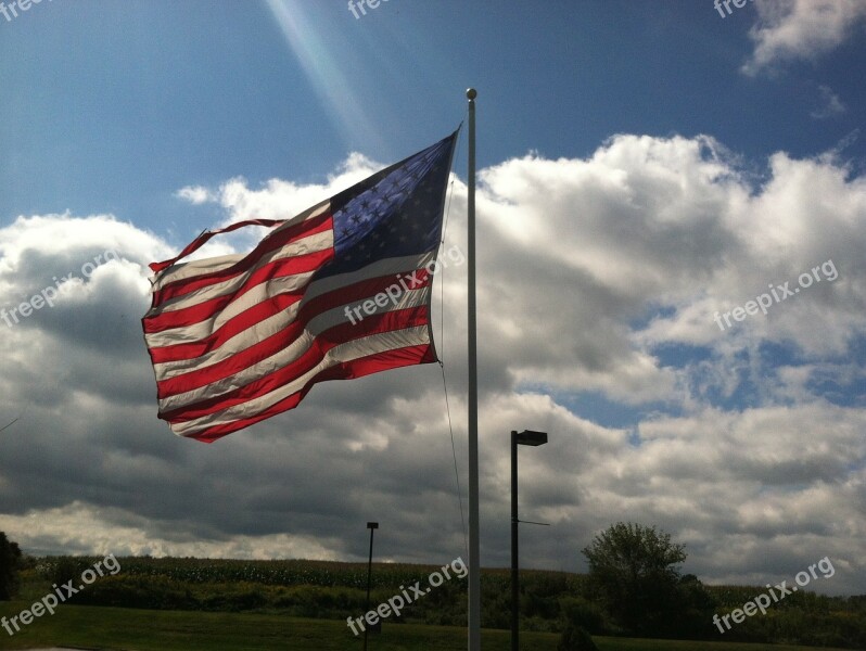 Flag Light Field Sky Cornfield