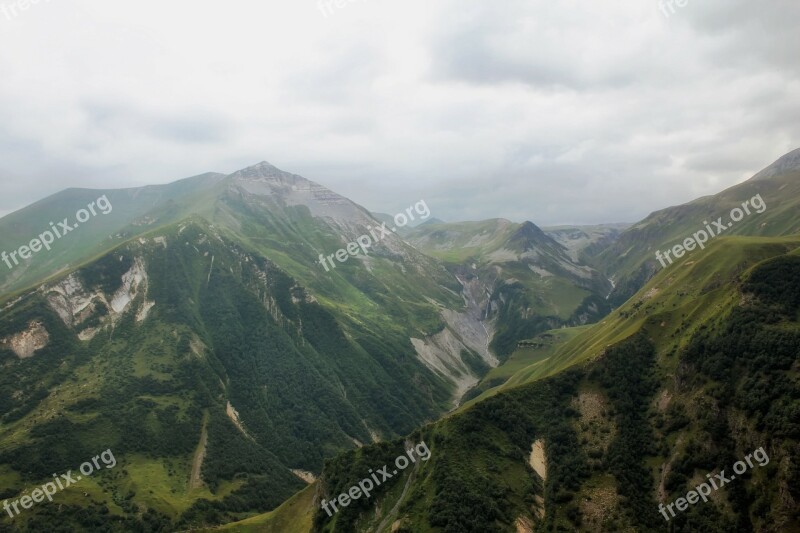 Caucasus Mountains Mountain Range Valley Gorge