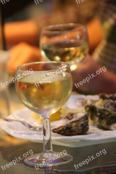 Wine Oysters Gourmet Wine Glasses Eat