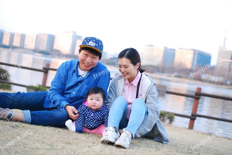 Family Korean Baby Smile Parents