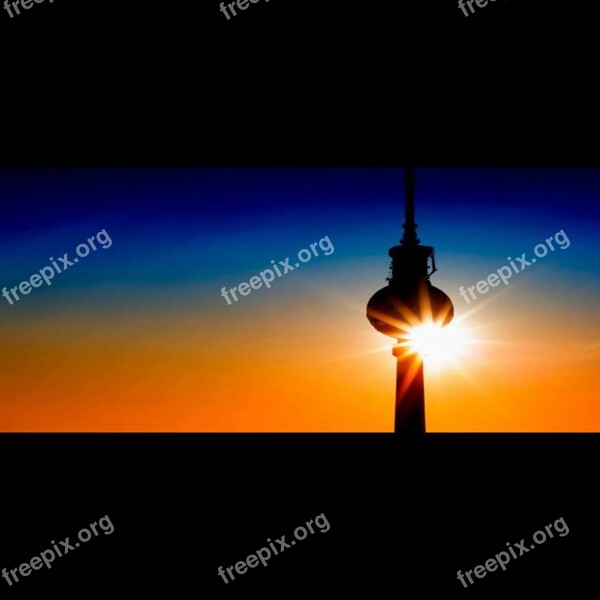 Berlin Tv Tower Radio Tower Tv Silhouette