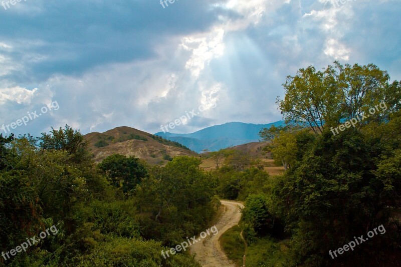 Rural Road Colombia Landscape Clouds Free Photos