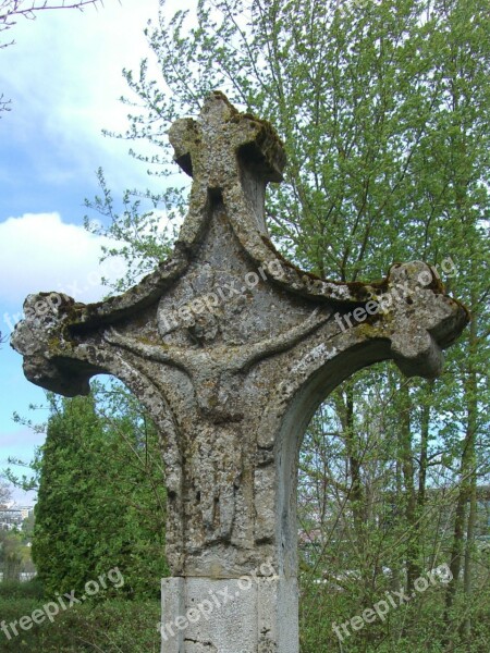 Stone Cross Wayside Cross Old Rock Carving Cross