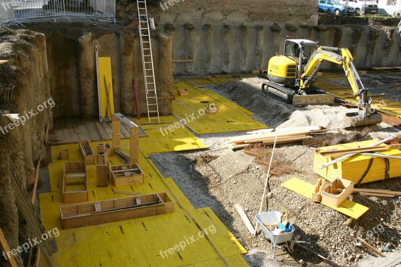 Baustellle Formwork Yellow Excavators Build