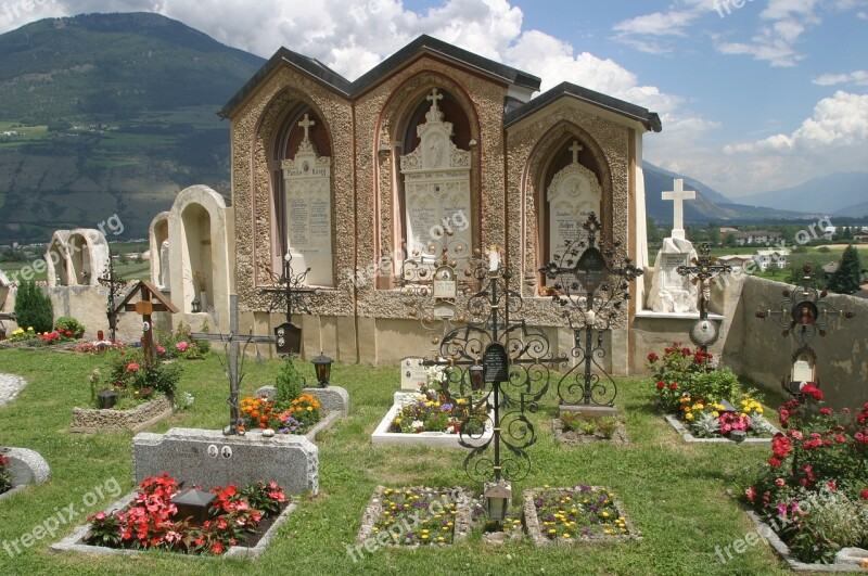 South Tyrol Val Venosta Italy Old Cemetery Grave Stones