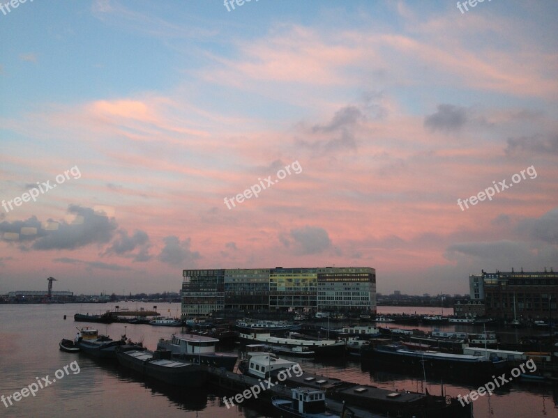 Amsterdam The Ij Sunset Free Photos