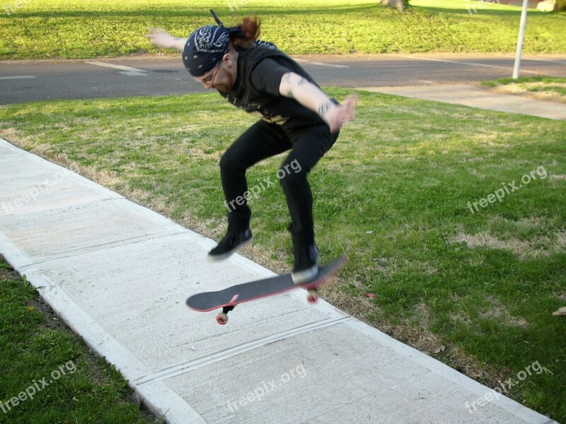 Skateboarding Skateboarder Sidewalk Jump Male