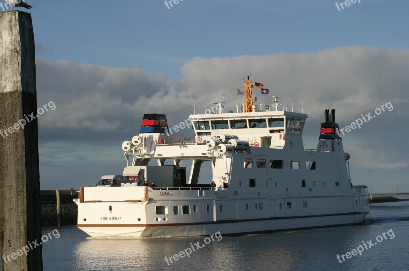 Ferry Ship Norderney Port Norddeich