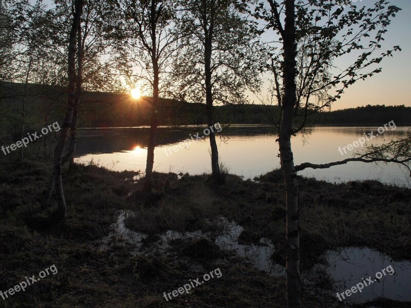 Lake Midnight Sun Beautiful Views Summer Water