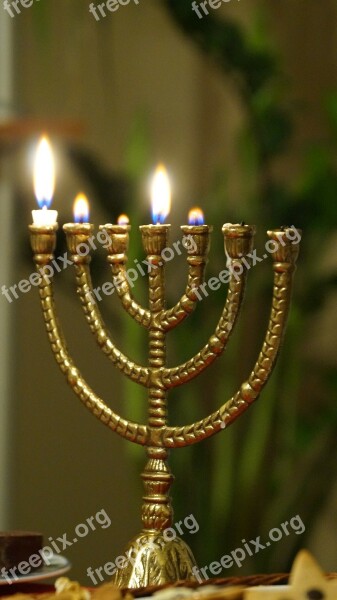 Menorah Burning Jewish Candle Bible