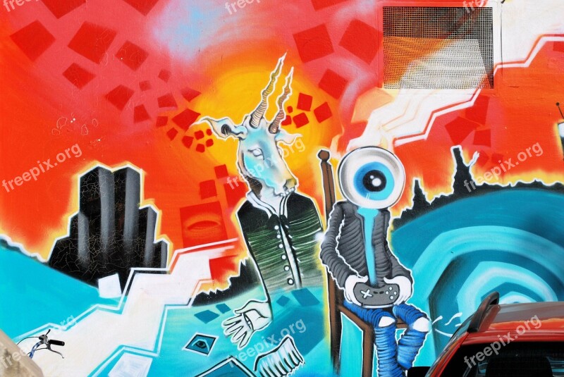 Graffiti Hauswand Wall Painting Colorful Creative