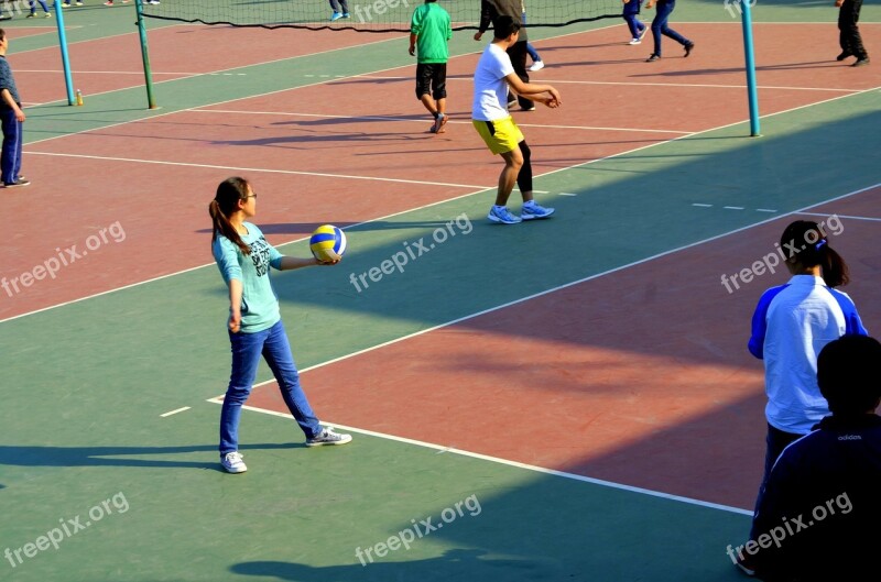 Sports People Students Volleyball Court