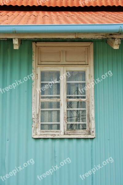 Building Corrugated Iron Pastel-green Window Frame