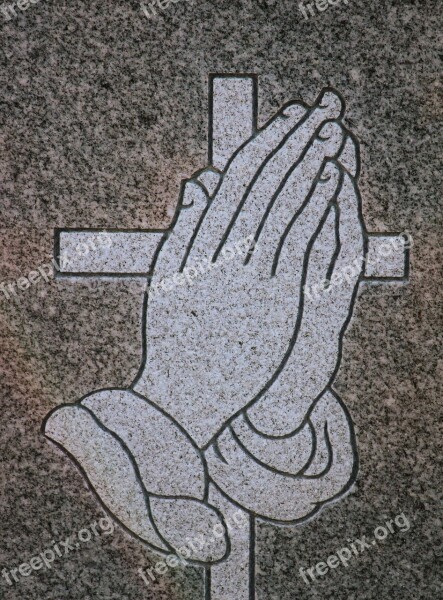 Carving Praying Hands Headstone Symbol