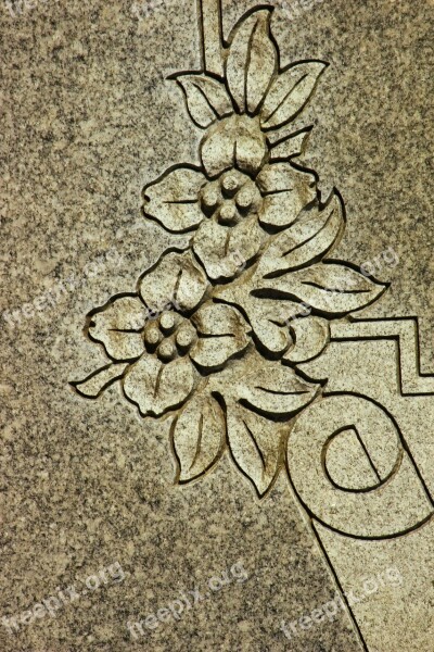 Carving Flowers Headstone Symbol Detail