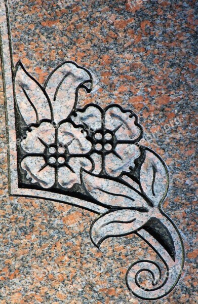 Carving Flowers Headstone Symbol Detail