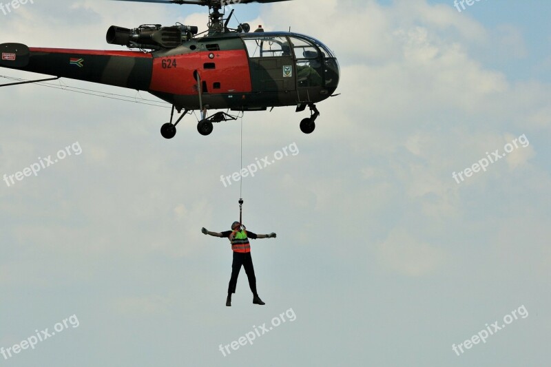 Alouette Iii Helicopter Hoisting Man Display