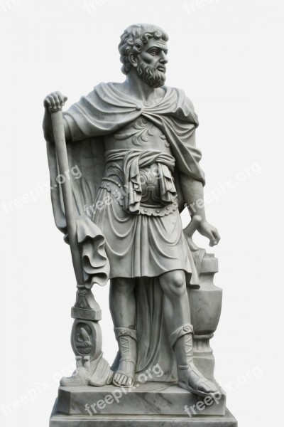 Male Roman Statue Isolated Background Detail