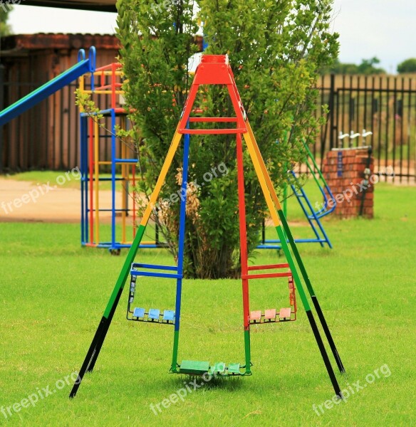 Playground Children Colorful Grass Lawn